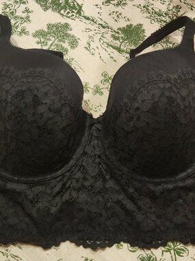 Victoria's Secret Body by Victoria Lined Demi Black Lace Corset Bra 38DD